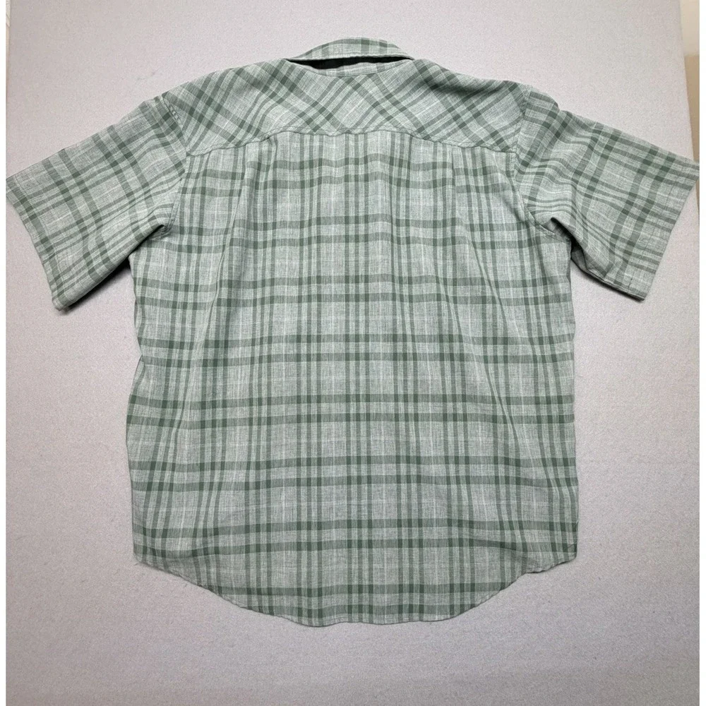 Orvis Shirt Mens XXL Green Plaid Button Up Short Sleeve Casual Outdoor‎